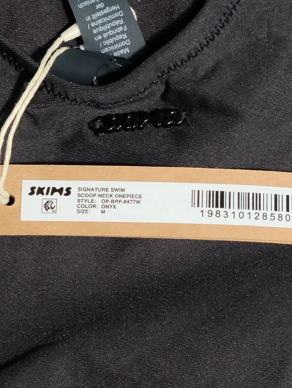 SKIMS Signature Swims Scoop Neck One Piece Onyx Women Medium NEW - Picture 3 of 5